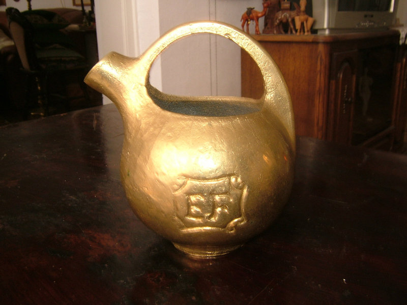 Handmade heavy copper watering can with efogram