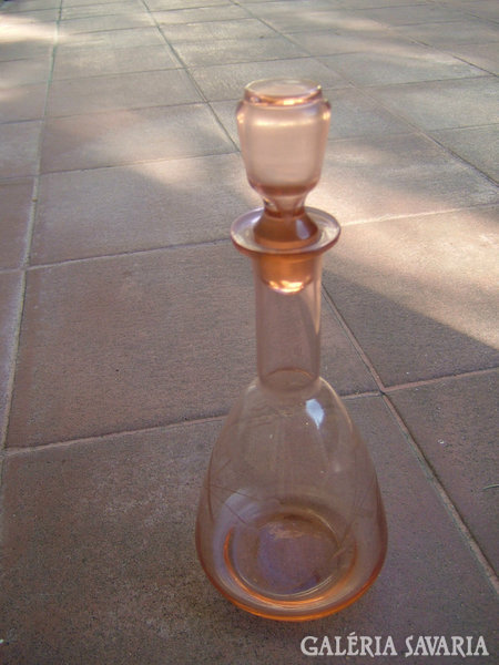 Biedermeier antik kézzel csiszolt rózsaszín butélia