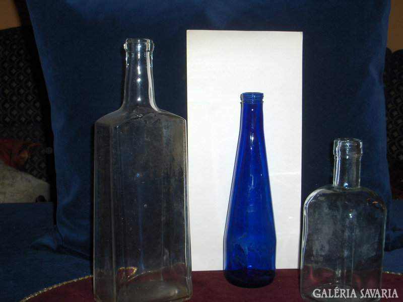 Régi üveg palackok-3 db-30cm,24cm,19cm