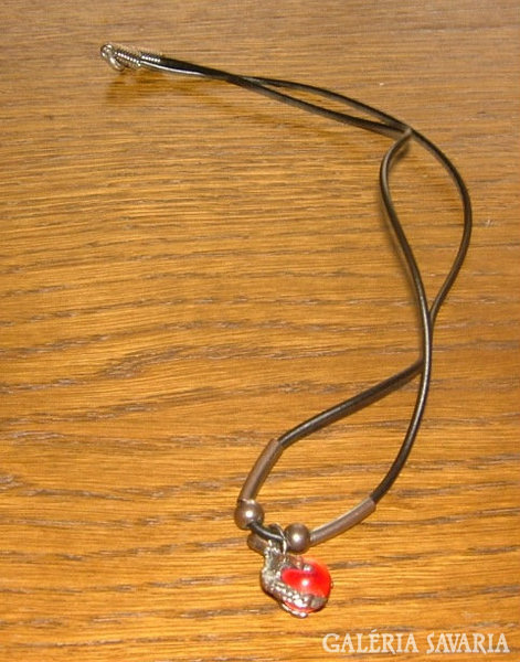 Necklace with red stone claw