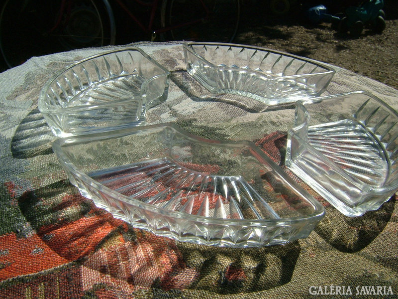 Antique split 4-part striped serving table centerpiece