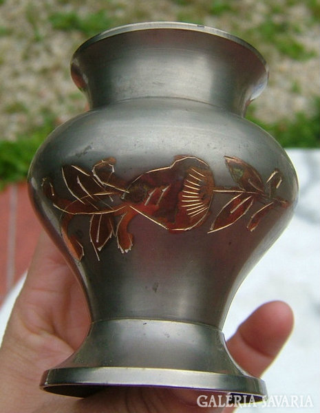 Ezüstözött - gravírozott - réz váza