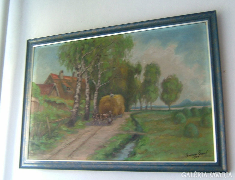 Painting by Ernő Simon from 1977, oil on wood