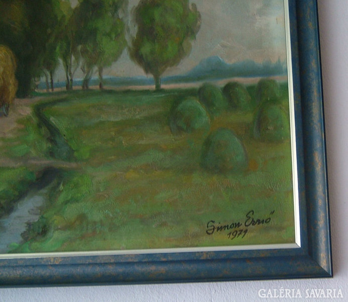 Painting by Ernő Simon from 1977, oil on wood