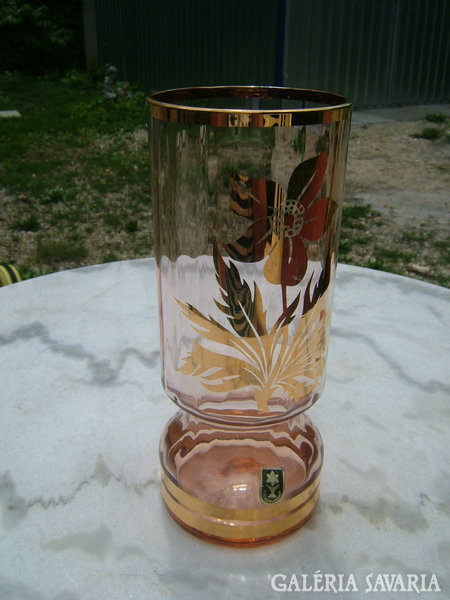Czechoslovakian gold-painted glass vase