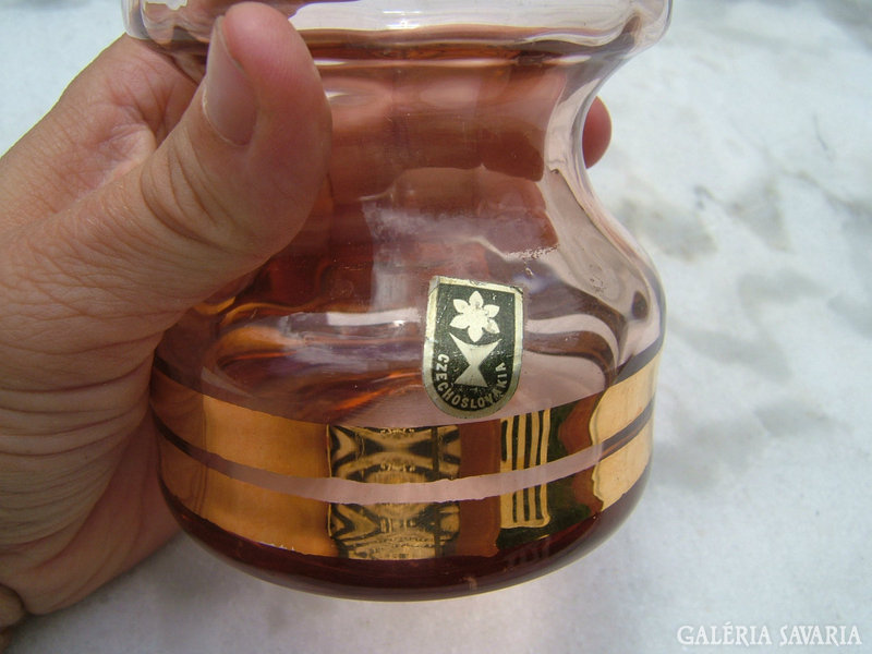 Czechoslovakian gold-painted glass vase