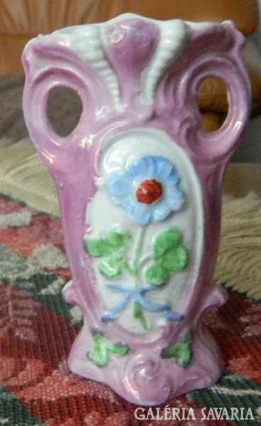 Antique hand-painted, embossed vase