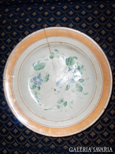 Antique ceramic, faience wall bowl, wall plate - 33 cm