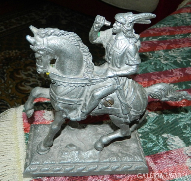 Antique pewter equestrian statue