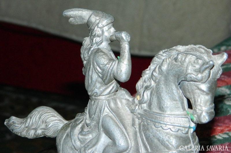 Antique pewter equestrian statue