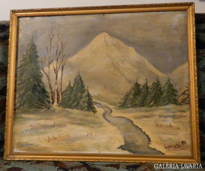 Equestrian m> oil / canvas painting > winter landscape