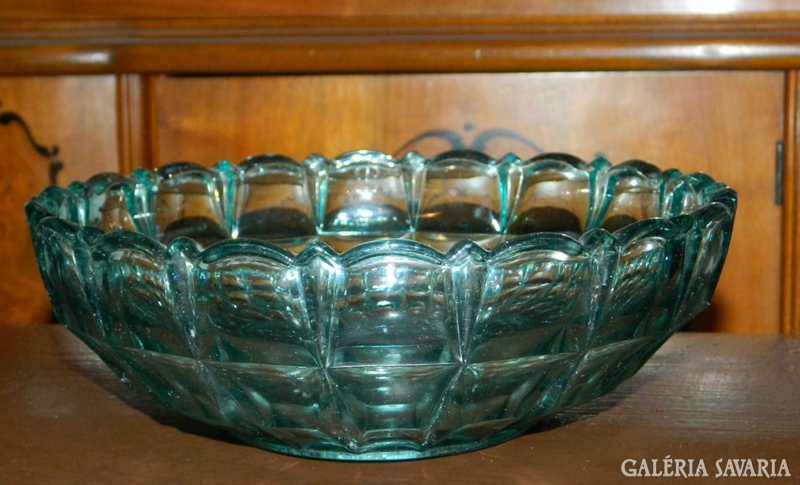 Antique green glass centerpiece - deep serving bowl