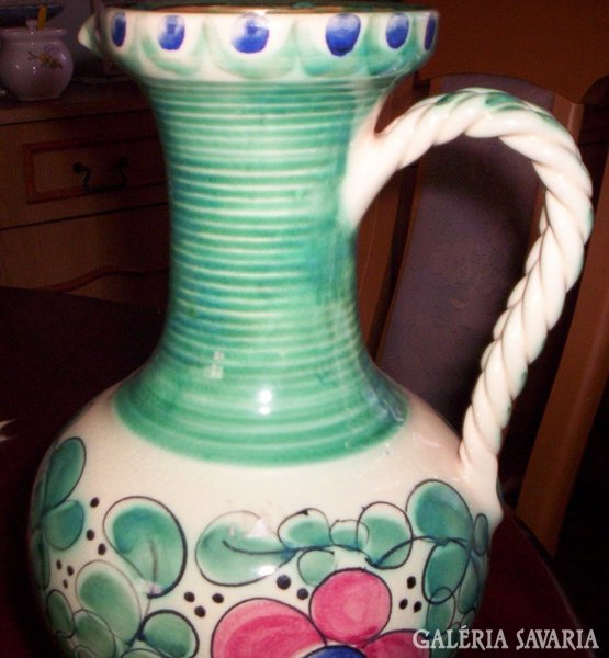 28 cm ceramic jug with braided handle, marked xx