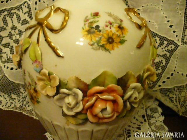 Beautiful porcelain vase, pink decoration of roses
