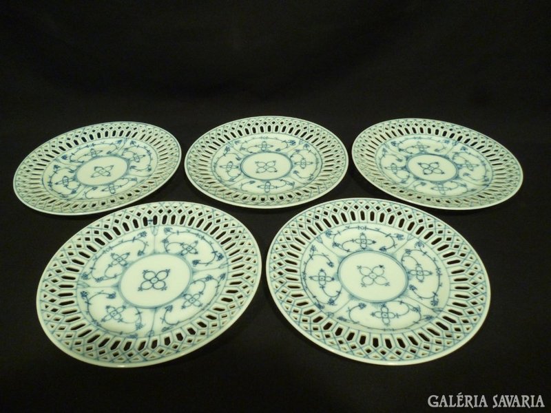 5093 Régi VICTORIA INDIAN BLUE porcelán tányér 5db
