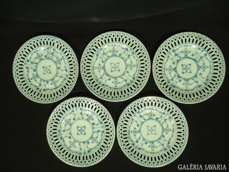 5093 Régi VICTORIA INDIAN BLUE porcelán tányér 5db