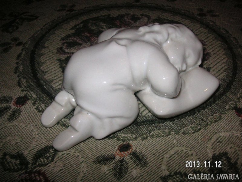 Zsolnay's sleeping little boy, one of the most beautiful figures from Sinko, a flawless, rarely seen piece... Marked!