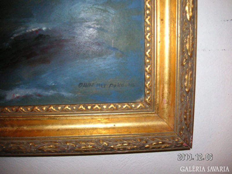 Festmény háborgó tengerrel , 106 x 75 cm , nagyon szép keretben . A szignója DAHN, 1985