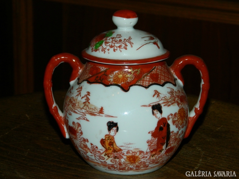 Japanese - hand painted - geisha sugar bowl