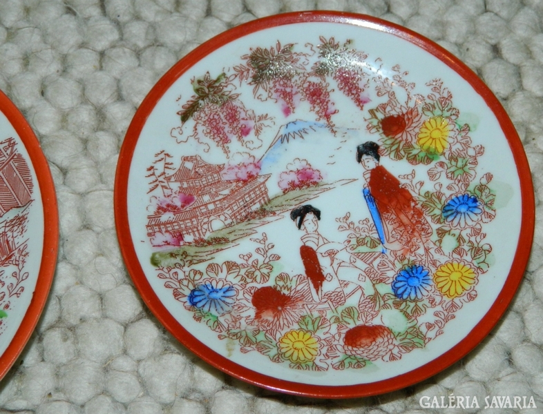 Japanese - hand-painted - geisha m plates 2 pcs