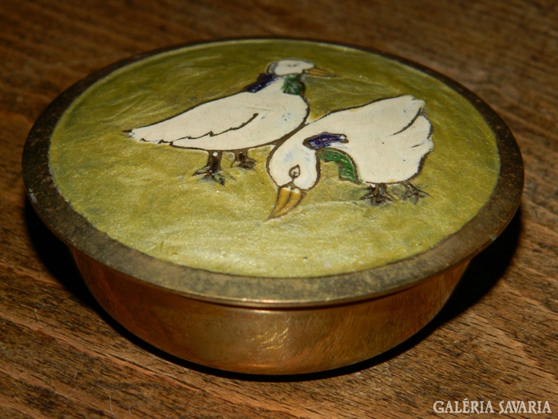 Copper fire enamel set of geese