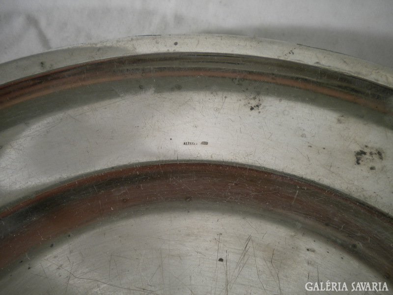 R317 G1 Nagyméretű régi alpakka monogrammos tányér