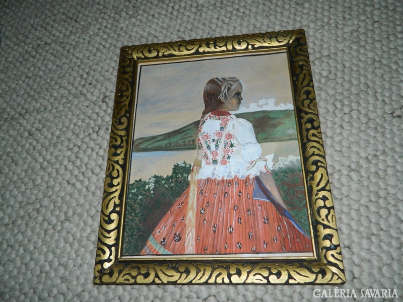 Antique ca. 100-year-old painting in a beautiful carved frame
