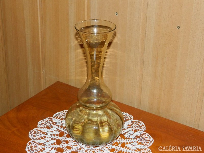 Szecessziós antik mustár színű üvegváza