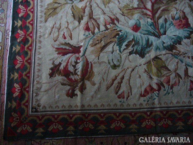 Huge Biedermeir tapestry exclusive precious wall hanging tablecloth rhubarb 145 x 102cm needlework