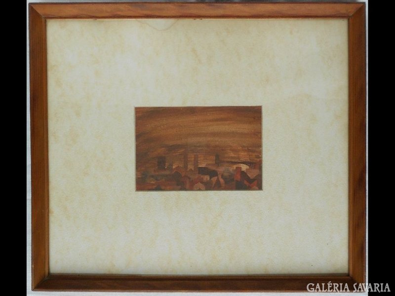 Y728 R1 Jelzett akvarell Nápolyi látkép