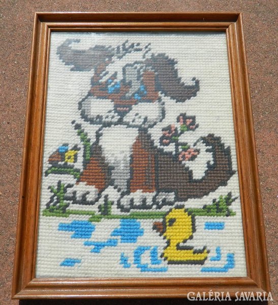 Gobelin fairy tale pattern needlework wall picture > dog with duck