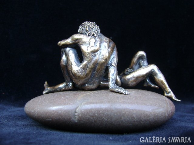 Szerelmesek szigete... kortárs bronz szobor miniatúra