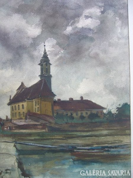 Adolf Weintráger : church 1959 labeled oil painting painting image