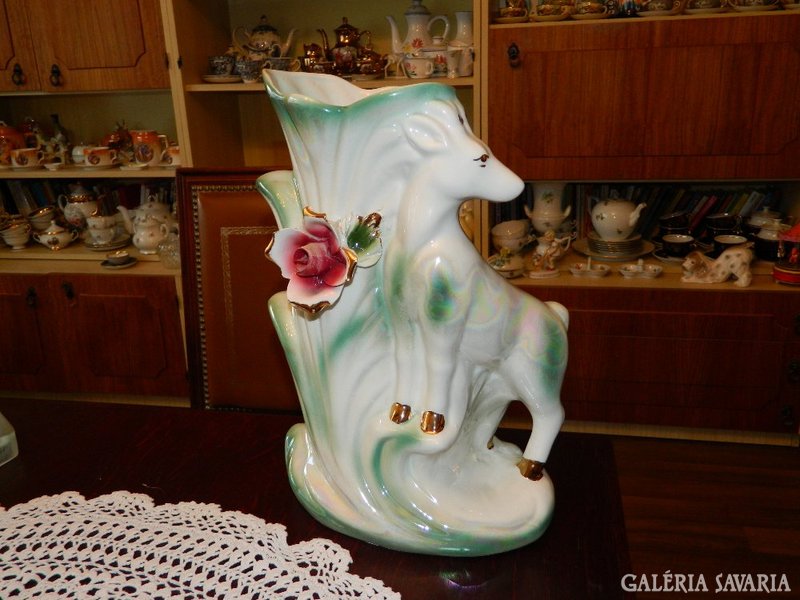 Neapolitan - marked capodimonte giant vase with deer
