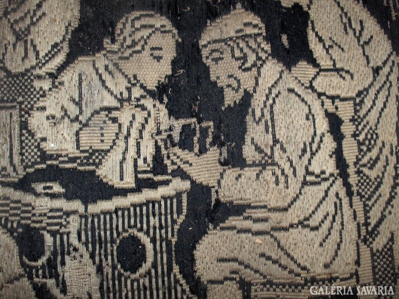 ANTIK! hímzett,antik jelenetes falikép 