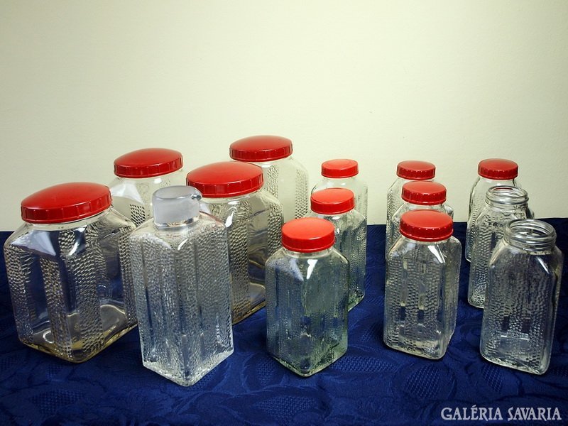 Art Deco fűszeres üvegek (14 db)