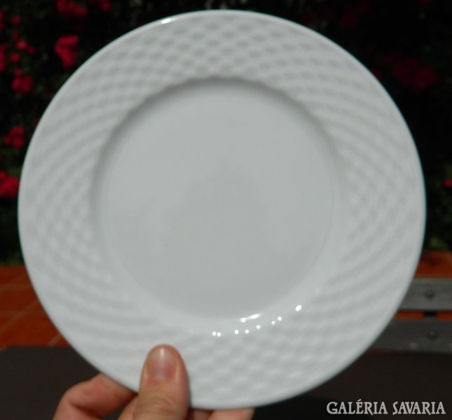 A pair of white plastic patterned mitterteich cookie plates