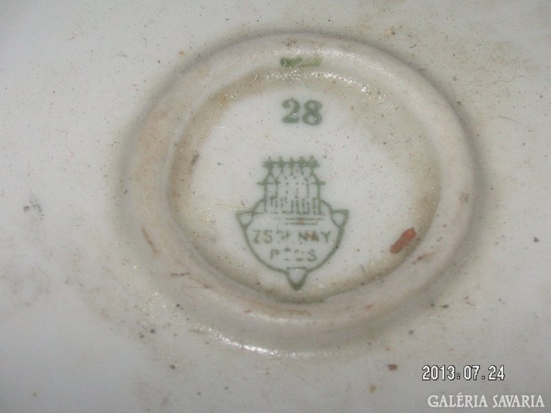 Zsolnay salad bowl, old piece with a shield, with a barely visible hairline crack.
