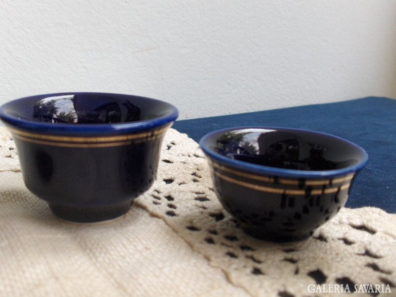 Cobalt blue-gilded sake and drinking set with golden dragon