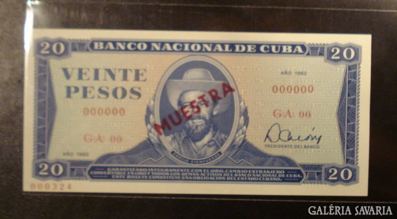 CUBA  20 pesos MINTA 0000  UNC !  1983 RITKA !