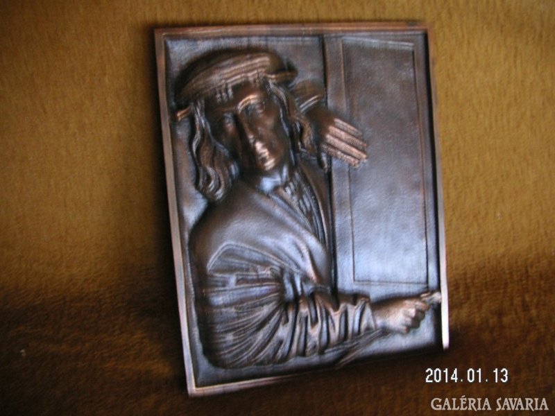 Gutenberg, cast bronze wall picture, 17 x 21.5 cm and a total weight of three kg