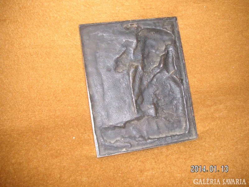 Gutenberg  , öntött bronz falikép  ,   17  x  21,5 cm  és   három kg  összsúlyú