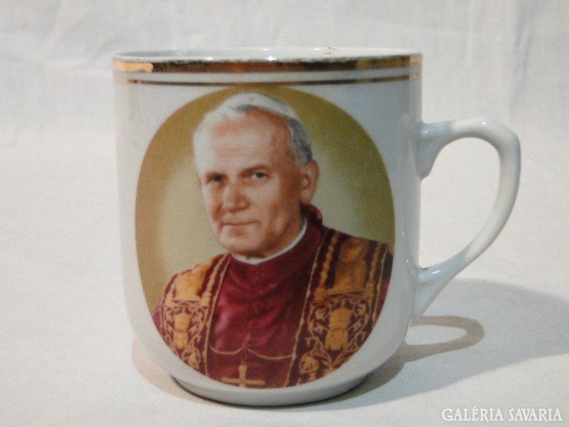 0730 Antik porcelán bögre II. János Pál Pápa