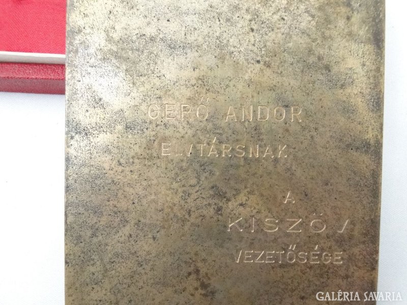 5922 Jelzett Lenin rézplakett emlékplakett 8x12 cm