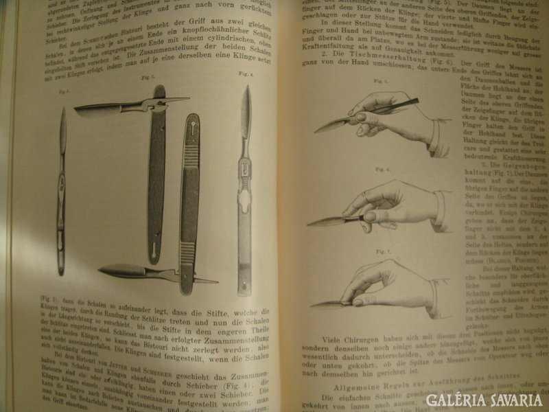 1899-ből NÉMET SEBÉSZETI KÖNYV, orvosi könyv 19. század