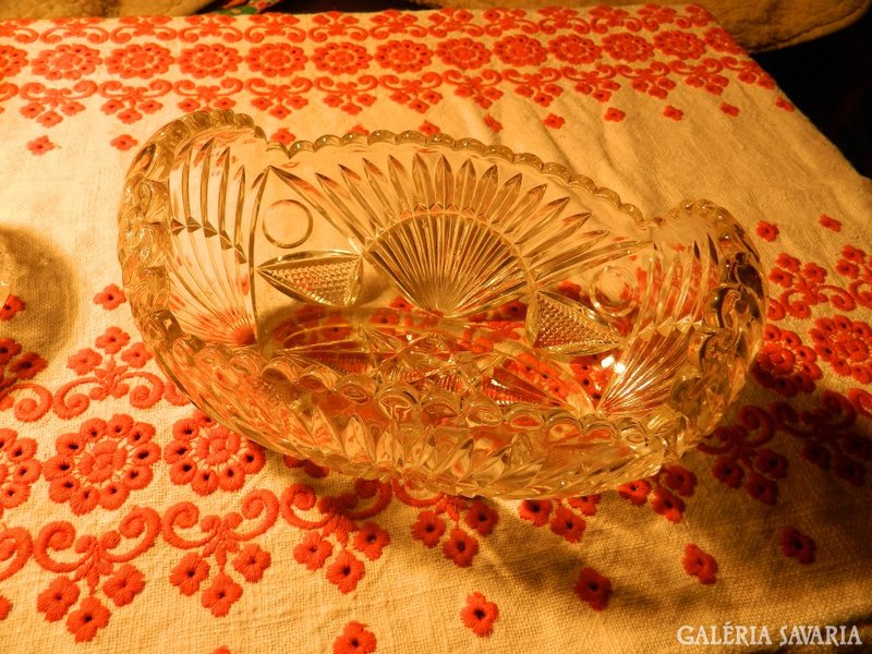 Nagy vastag antik üveg asztalközép - tál