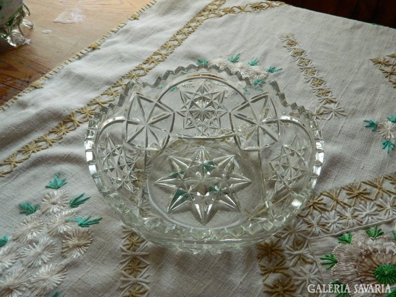 Antik üveg kínáló tál - asztalközép
