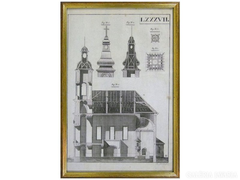 6307 XIX. századi templom építészeti metszet