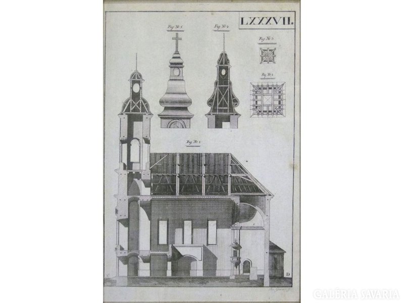 6307 XIX. századi templom építészeti metszet