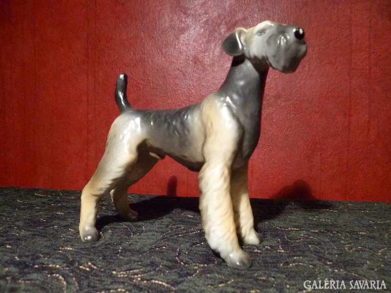 Hollóházi terrier porcelán figura 16 cm magas